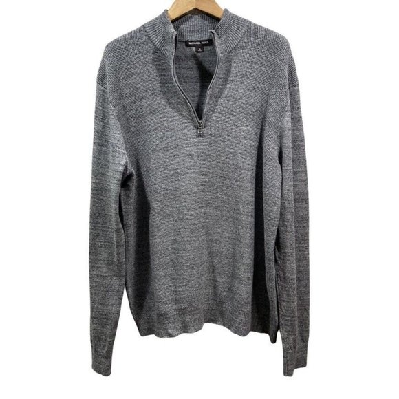 MICHAEL KORS Mens Wool Blend Quarter Zip Knit Sweater Charcoal Gray Size XL - Picture 2 of 11